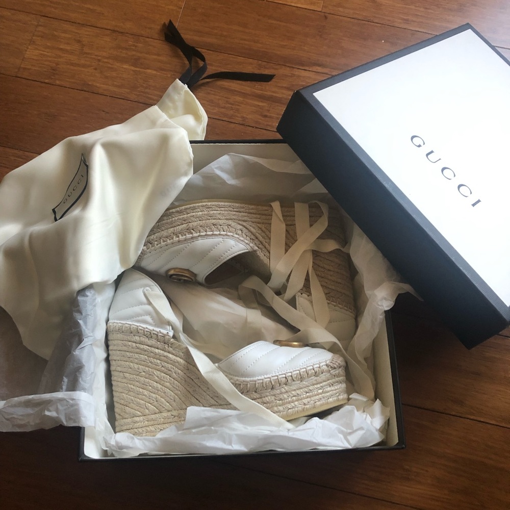 Gucci Palmyra Leather Espadrille Wedges